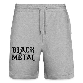 Black Metal-Logodesign - Stanley/Stella Unisex Bio Joggingshorts Trainer  - Grau meliert - Vorne - Nik (191cm) & Marisol (170cm)