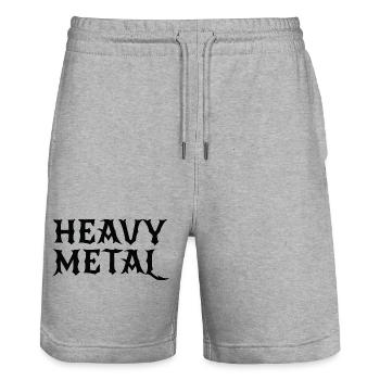 Heavy Metal Gothic logo - Stanley/Stella Trainer Unisex Organic Jogging Shorts - heather grey - Front - Nik (191cm) & Marisol (170cm)