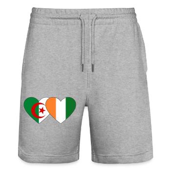 Cœur du drapeau de la Côte d’Ivoire d’Algérie - Short de jogging bio TRAINER Stanley/Stella unisexe - gris chiné - Devant - Nik (191cm) & Marisol (170cm)