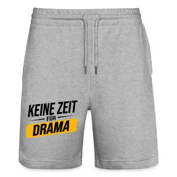Keine Zeit für Drama – Lustiger Spruch - Stanley/Stella Unisex Bio Joggingshorts Trainer  - Grau meliert - Vorne - Nik (191cm) & Marisol (170cm)