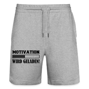 Motivation is being loaded - Stanley/Stella Trainer Unisex Organic Jogging Shorts - heather grey - Front - Nik (191cm) & Marisol (170cm)