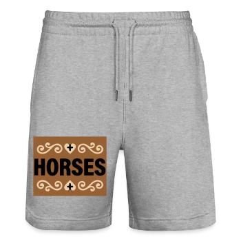 Lettrage des chevaux Retro Riding - Short de jogging bio TRAINER Stanley/Stella unisexe - gris chiné - Devant - Nik (191cm) & Marisol (170cm)