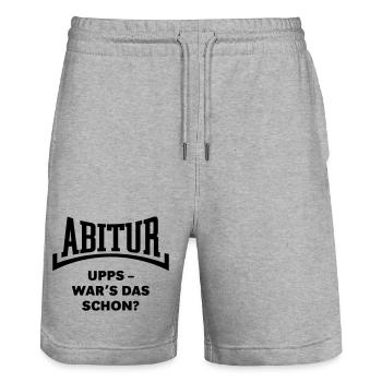 Abitur: Upps – War’s Das Schon? (Konkav / Black) - Stanley/Stella Unisex Bio Joggingshorts Trainer  - Grau meliert - Vorne - Nik (191cm) & Marisol (170cm)