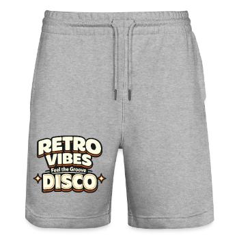 Retro Vibes Disco Feel the Groove Statement - Stanley/Stella Unisex Bio Joggingshorts Trainer  - Grau meliert - Vorne - Nik (191cm) & Marisol (170cm)