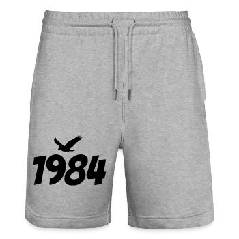 1984 Vintage Jahrgang Adler Grafik - Stanley/Stella Unisex Bio Joggingshorts Trainer  - Grau meliert - Vorne - Nik (191cm) & Marisol (170cm)