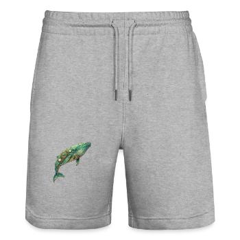 Steampunk Whale - Stanley/Stella Trainer Unisex Organic Jogging Shorts - heather grey - Front - Nik (191cm) & Marisol (170cm)