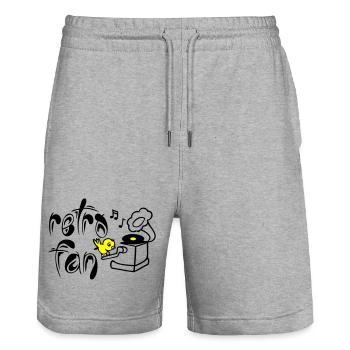 Retro Fan - Stanley/Stella Trainer Unisex Organic Jogging Shorts - heather grey - Front - Nik (191cm) & Marisol (170cm)
