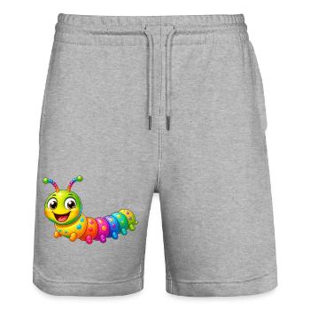 Colorful Caterpillar Cartoon Funny Animal - Stanley/Stella Trainer Unisex Organic Jogging Shorts - heather grey - Front - Nik (191cm) & Marisol (170cm)