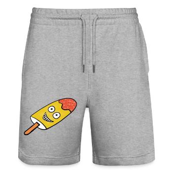 Fröhliches Zitronen-Eis Eiskrem Kinder  - Stanley/Stella Trainer Unisex Organic Jogging Shorts - heather grey - Front - Nik (191cm) & Marisol (170cm)
