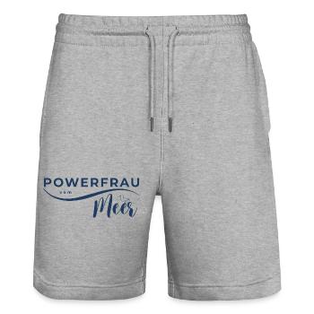 Powerfrau_vom_Meer_blau - Stanley/Stella Unisex Bio Joggingshorts Trainer  - Grau meliert - Vorne - Nik (191cm) & Marisol (170cm)