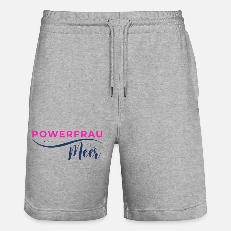 Powerfrau vom Meer pink - Stanley/Stella Unisex Bio Joggingshorts Trainer - Grau meliert