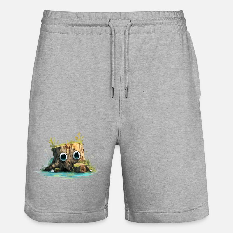 Waldstumpf mit neugierigen Augen - Stanley/Stella Unisex Bio Joggingshorts Trainer - Grau meliert