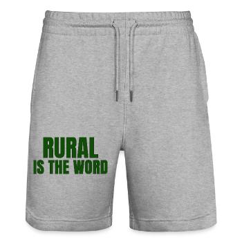 RURAL IS THE WORD — Identity, Style & Country Spir - Short de jogging bio TRAINER Stanley/Stella unisexe - gris chiné - Devant - Nik (191cm) & Marisol (170cm)