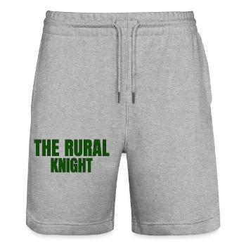 DER LÄNDLICHE RITTER — Stärke, Ehre & Landident - Stanley/Stella Unisex Bio Joggingshorts Trainer  - Grau meliert - Vorne - Nik (191cm) & Marisol (170cm)