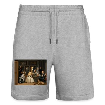 Pixelierte Las Meninas - Stanley/Stella Unisex Bio Joggingshorts Trainer  - Grau meliert - Vorne - Nik (191cm) & Marisol (170cm)