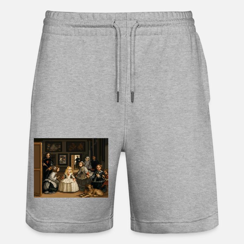 Las Meninas pixélifiées - Short de jogging bio TRAINER Stanley/Stella unisexe - gris chiné