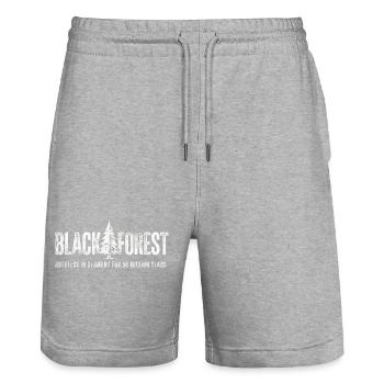 Black Forest - Stanley/Stella Trainer Unisex Organic Jogging Shorts - heather grey - Front - Nik (191cm) & Marisol (170cm)