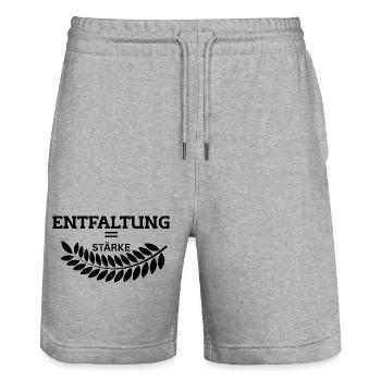 ENTFALTUNG – Modernes Spirituelles Shirt - Stanley/Stella Unisex Bio Joggingshorts Trainer  - Grau meliert - Vorne - Nik (191cm) & Marisol (170cm)