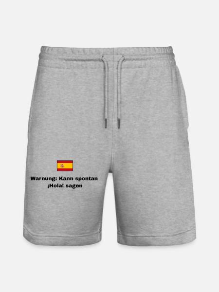 Spanien Flagge, Schwarze Schrift - Stanley/Stella Unisex Bio Joggingshorts Trainer  - Grau meliert