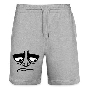 Mürrisches Trauriges Enttäuschtes Gesicht Lustig - Short de jogging bio TRAINER Stanley/Stella unisexe - gris chiné - Devant - Nik (191cm) & Marisol (170cm)