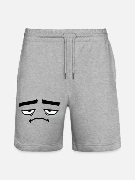 Grumpy sad disappointed face funny - Stanley/Stella Trainer Unisex Organic Jogging Shorts - heather grey