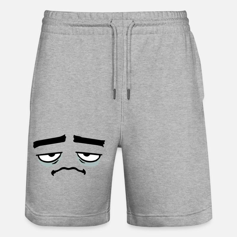 Grumpy sad disappointed face funny - Stanley/Stella Trainer Unisex Organic Jogging Shorts - heather grey