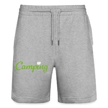 Citations de camping-campeur de fleurs de camping Vie estivale en van de loisir - Short de jogging bio TRAINER Stanley/Stella unisexe - gris chiné - Devant - Nik (191cm) & Marisol (170cm)