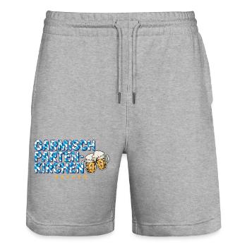 Garmisch Partenkirchen in Bayern Bier Design - Stanley/Stella Unisex Bio Joggingshorts Trainer  - Grau meliert - Vorne - Nik (191cm) & Marisol (170cm)
