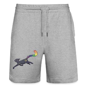 Cat with Stars and Pride Flag - Stanley/Stella Trainer Unisex Organic Jogging Shorts - heather grey - Front - Nik (191cm) & Marisol (170cm)