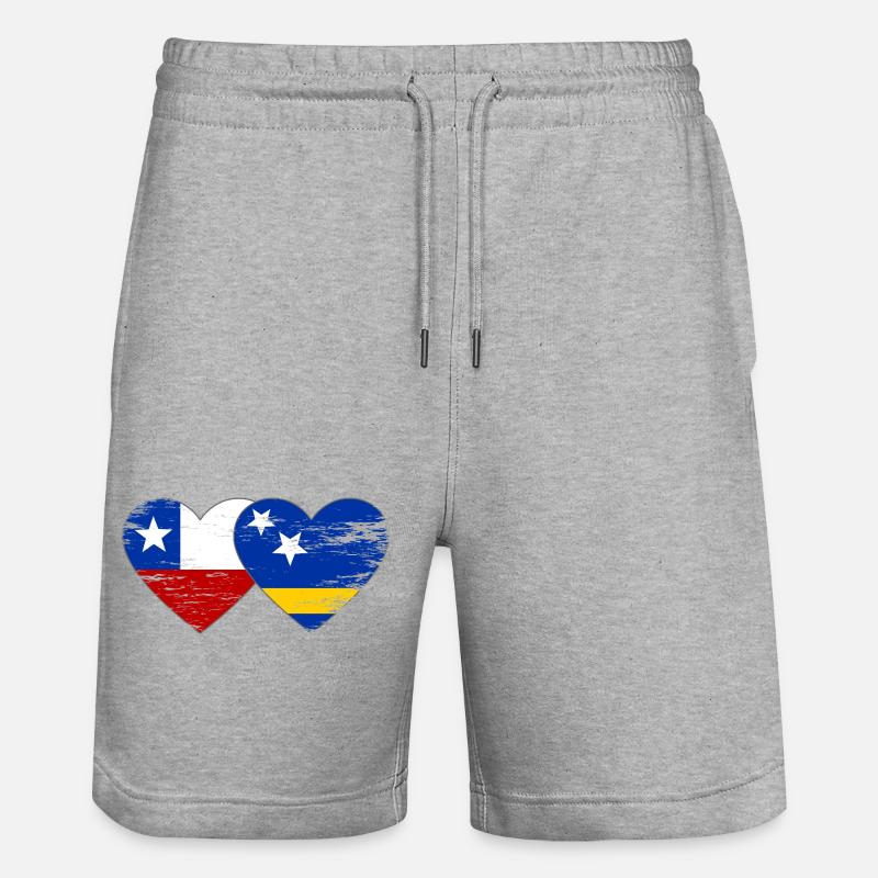 Chile_Curacao_Flagge_Herz_used - Short de jogging bio TRAINER Stanley/Stella unisexe - gris chiné
