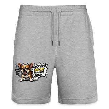 Chihuahua Spruch lustig - Stanley/Stella Unisex Bio Joggingshorts Trainer  - Grau meliert - Vorne - Nik (191cm) & Marisol (170cm)