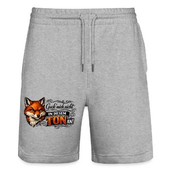 Fuchs freches Statement - Stanley/Stella Unisex Bio Joggingshorts Trainer  - Grau meliert - Vorne - Nik (191cm) & Marisol (170cm)