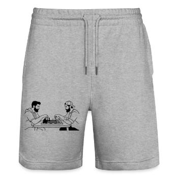 Schach - Stanley/Stella Unisex Bio Joggingshorts Trainer  - Grau meliert - Vorne - Nik (191cm) & Marisol (170cm)