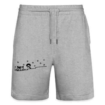 Chat mignon dans la neige - Short de jogging bio TRAINER Stanley/Stella unisexe - gris chiné - Devant - Nik (191cm) & Marisol (170cm)