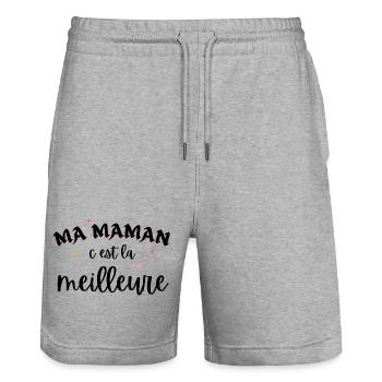 ma maman c est la meilleure cadeau pour maman - Short de jogging bio TRAINER Stanley/Stella unisexe - gris chiné - Devant - Nik (191cm) & Marisol (170cm)