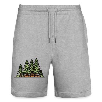 Wald Bäume - Stanley/Stella Unisex Bio Joggingshorts Trainer  - Grau meliert - Vorne - Nik (191cm) & Marisol (170cm)