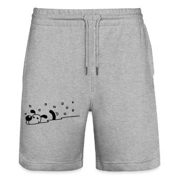 Un chien mignon dans la neige - Short de jogging bio TRAINER Stanley/Stella unisexe - gris chiné - Devant - Nik (191cm) & Marisol (170cm)