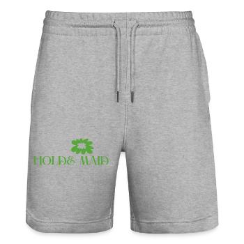 Holde Maid - Wortschätze - vergessene Wörter - Stanley/Stella Unisex Bio Joggingshorts Trainer  - Grau meliert - Vorne - Nik (191cm) & Marisol (170cm)