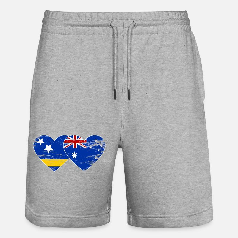 Curacao_Australien_Flagge_Herz_used - Short de jogging bio TRAINER Stanley/Stella unisexe - gris chiné