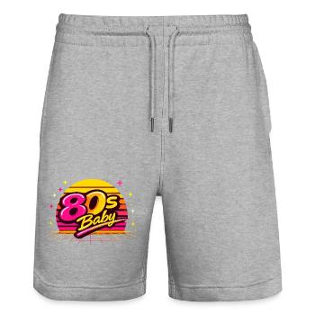 80s Retro Disco - Stanley/Stella Unisex Bio Joggingshorts Trainer  - Grau meliert - Vorne - Nik (191cm) & Marisol (170cm)