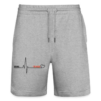 I Survived Open Heart Surgery - Stanley/Stella Trainer Unisex Organic Jogging Shorts - heather grey - Front - Nik (191cm) & Marisol (170cm)