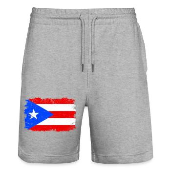 Puerto Rico Flagge Karibische Insel Puerto Rico USA - Stanley/Stella Unisex Bio Joggingshorts Trainer  - Grau meliert - Vorne - Nik (191cm) & Marisol (170cm)