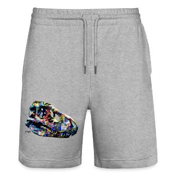tarbosaurus - Stanley/Stella Trainer Unisex Organic Jogging Shorts - heather grey - Front - Nik (191cm) & Marisol (170cm)