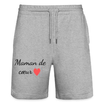 Maman de Coeur - Short de jogging bio TRAINER Stanley/Stella unisexe - gris chiné - Devant - Nik (191cm) & Marisol (170cm)