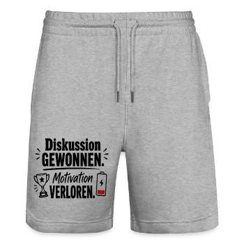  Diskussion Gewonnen Motivation Verloren Lustiger - Stanley/Stella Unisex Bio Joggingshorts Trainer  - Grau meliert - Vorne - Nik (191cm) & Marisol (170cm)