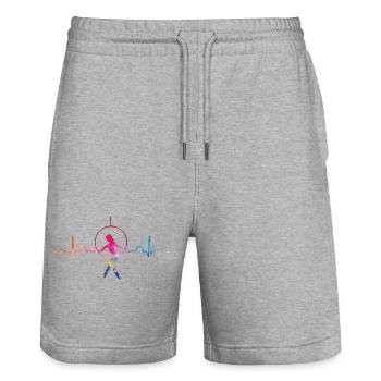 Aerialist Heartbeat Aerial Ring Lyra Air Ring - Stanley/Stella Trainer Unisex Organic Jogging Shorts - heather grey - Front - Nik (191cm) & Marisol (170cm)