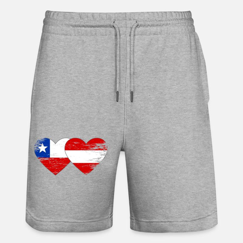 Cœur du drapeau Chili Autrichien - Short de jogging bio TRAINER Stanley/Stella unisexe - gris chiné