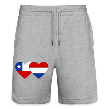 Chile_Holland_Flagge_Herz - Short de jogging bio TRAINER Stanley/Stella unisexe - gris chiné - Devant - Nik (191cm) & Marisol (170cm)