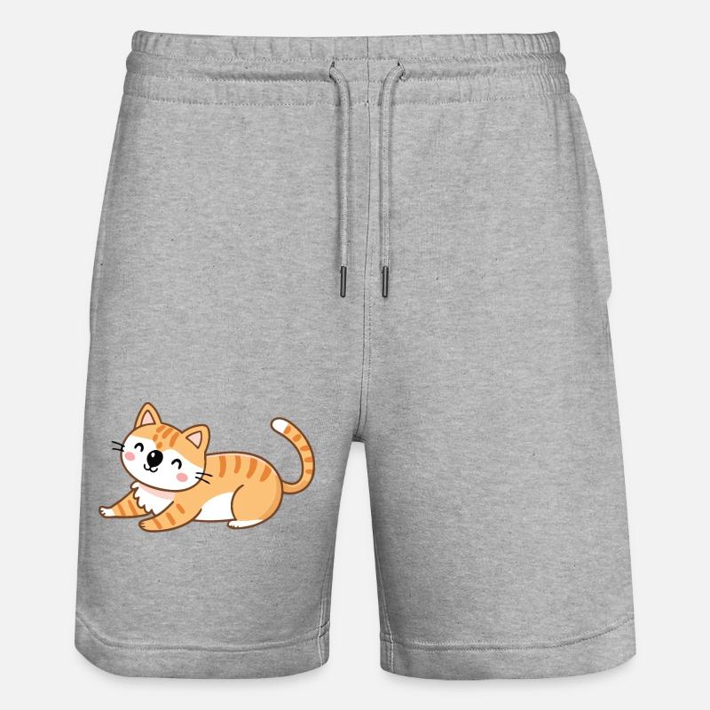 Chaton orange en pose détendue - Short de jogging bio TRAINER Stanley/Stella unisexe - gris chiné