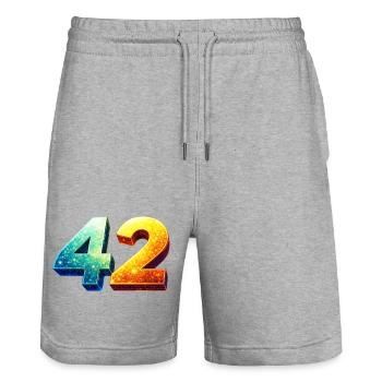 42 Cosmic Number – Nerd & Sci-Fi Design - Stanley/Stella Trainer Unisex Organic Jogging Shorts - heather grey - Front - Nik (191cm) & Marisol (170cm)
